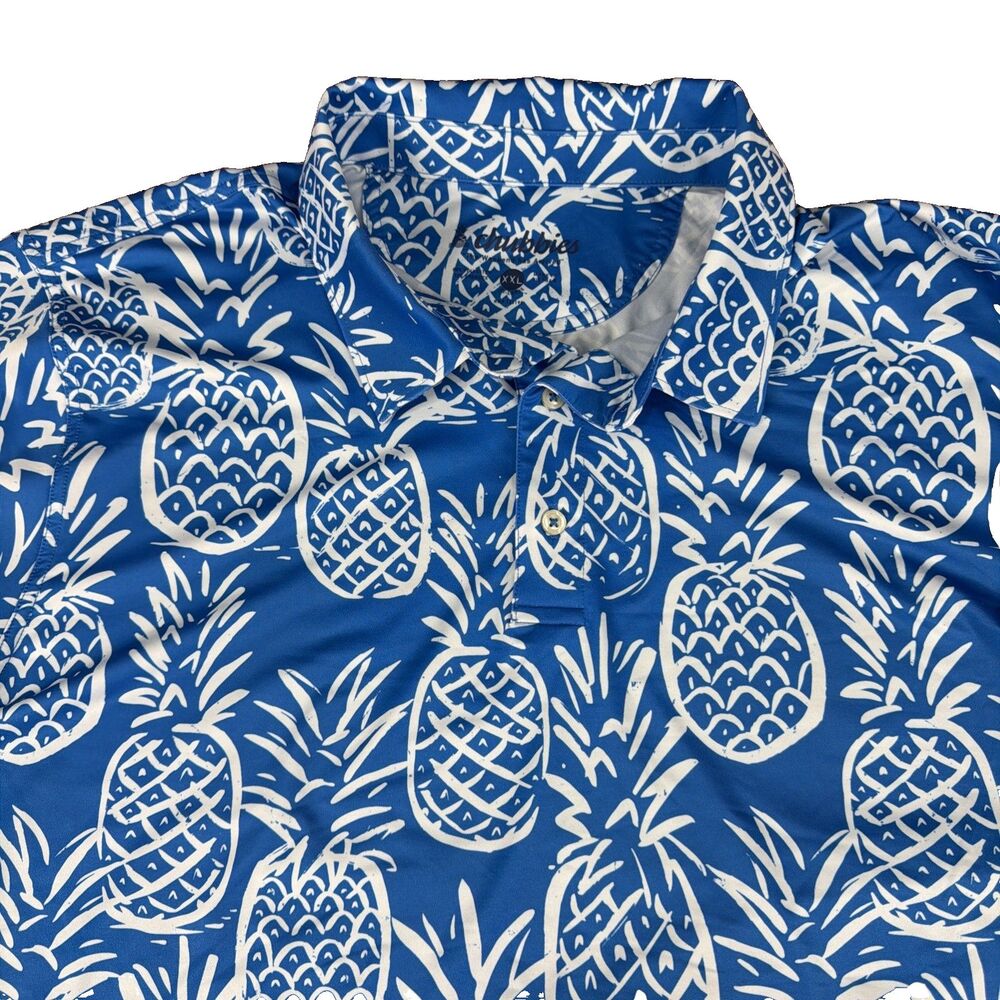 Chubbies Golf Polo Shirt Performance Stretch Blue Mens Size XXL Pineapple